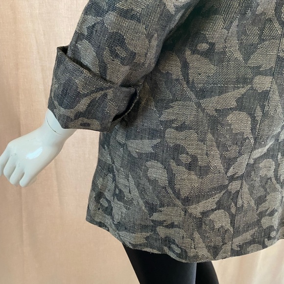 Gray Army Print Linen Blazer/ Jacket - Picture 6 of 10